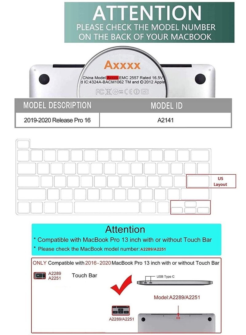 AMM US Layout Keypad Cover Compatible for MacBook New Pro 13 and 16 Inch Model A2141 Touch Bar 2019 Release Model A2289 A2251 Touch Bar 2020 Release White - Image 2