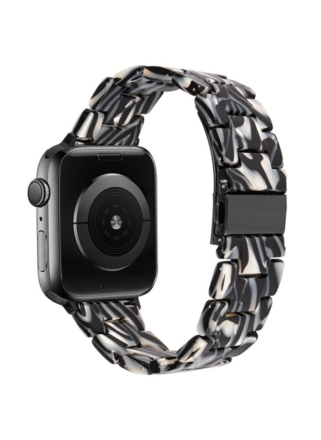 DEALELE - Bands Compatible with iWatch 42mm 44mm 45mm 49mm, Colorful Resin Replacement Strap for Apple Watch Series 8 / 7 / 6 / 5 / 4 / 3 / SE / Ultra Women Men, Zebra - Image 1
