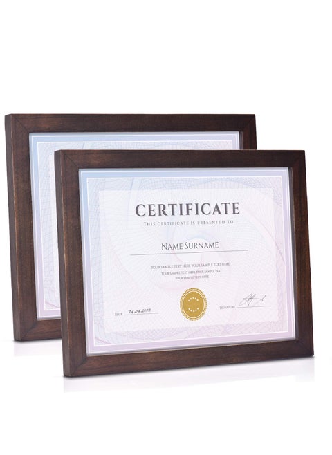 Emfogo Picture Frames 85x11 Certificate Frames Diploma Frame with Stand Rustic Wood Document Frames with High Definition Glass for Wall or Tabletop Display Set of 2 Vintage Walnut