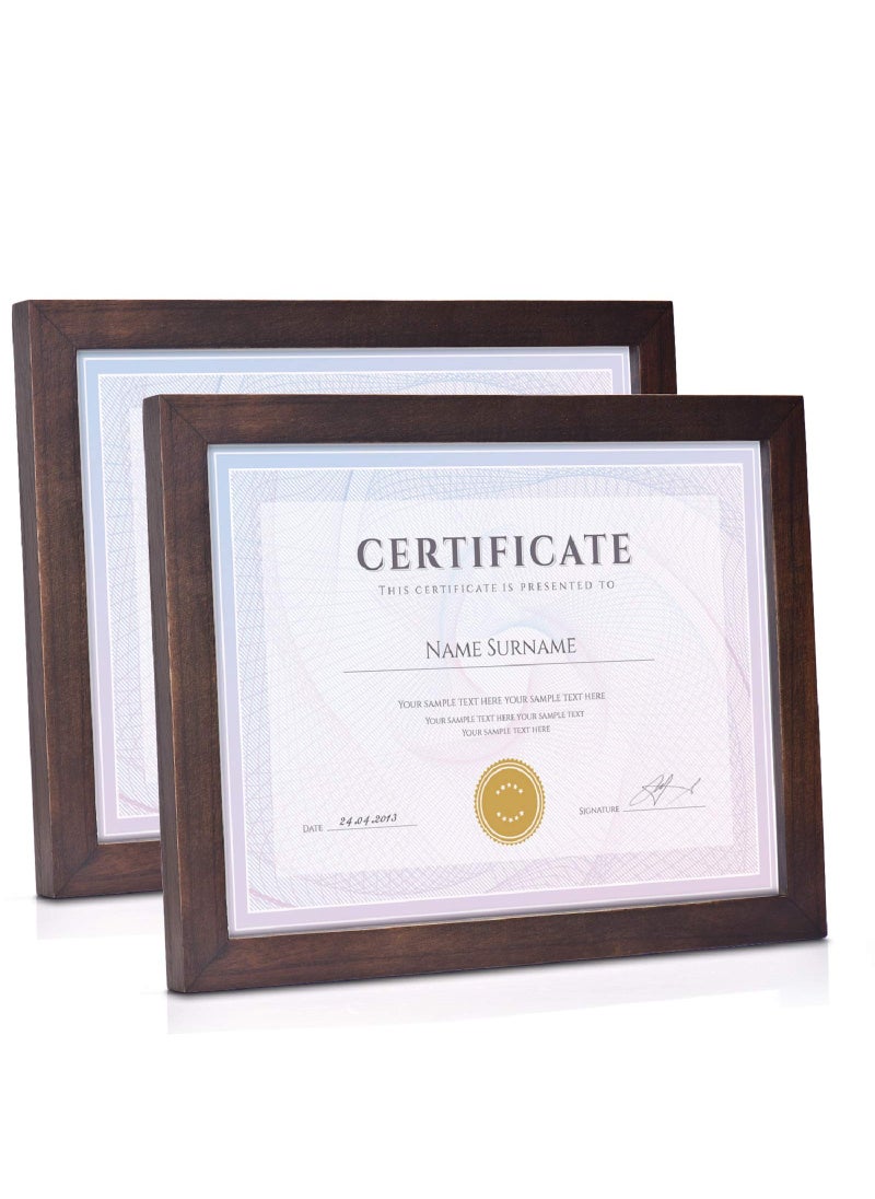 Emfogo Emfogo Picture Frames 85x11 Certificate Frames Diploma Frame with Stand Rustic Wood Document Frames with High Definition Glass for Wall or Tabletop Display Set of 2 Vintage Walnut 
