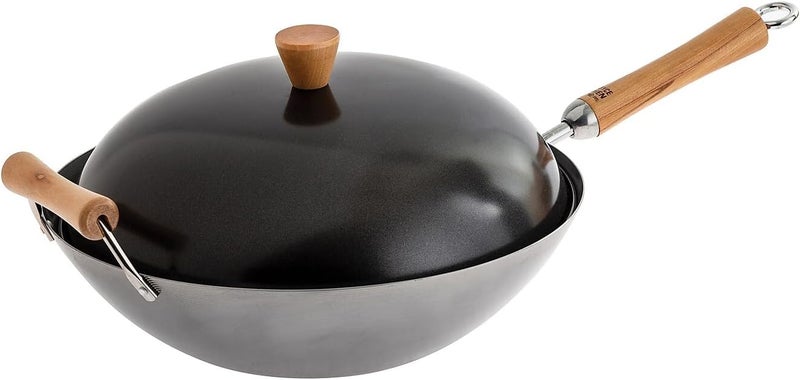 Joyce Chen Classic Series 14-Inch Carbon Steel Wok Set with Lid and Bamboo Spatula - Image 4