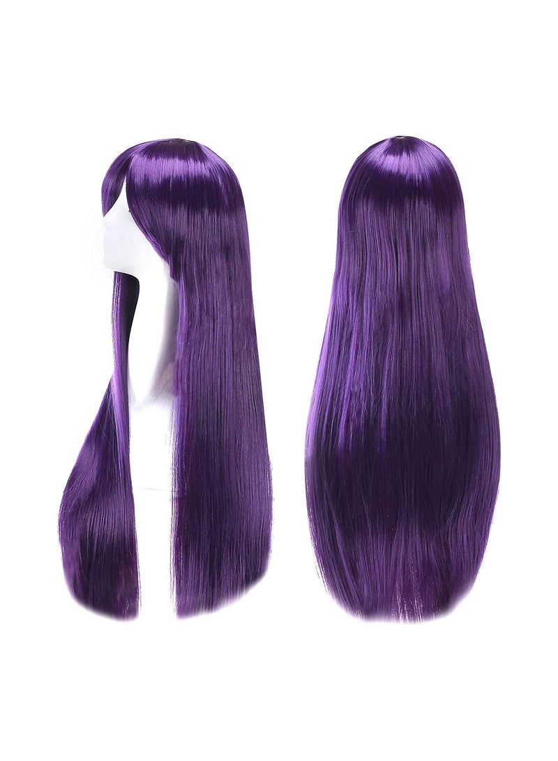 إستيل شعر مستعار 32 بوصة 80 سم طويل مستقيم أنيمي أزياء المرأة تأثيري باروكة شعر مستعار للحفلات مع غطاء شعر مستعار مجاني بنفسجي - Image 4