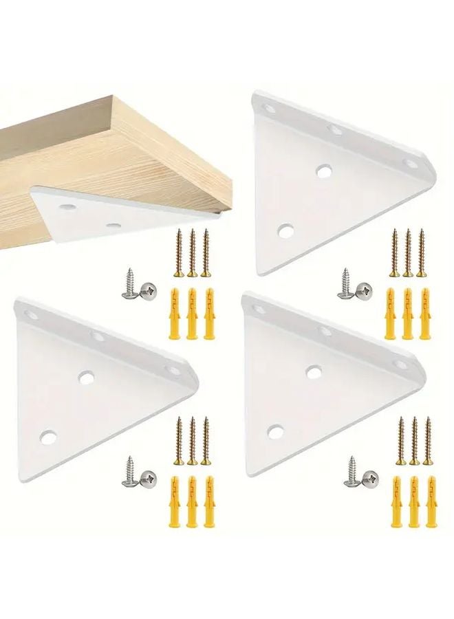 8 Pack 4x3 2 Inch White Heavy Metal Floating Shelf Brackets Invisible Wall Mounted - Image 2
