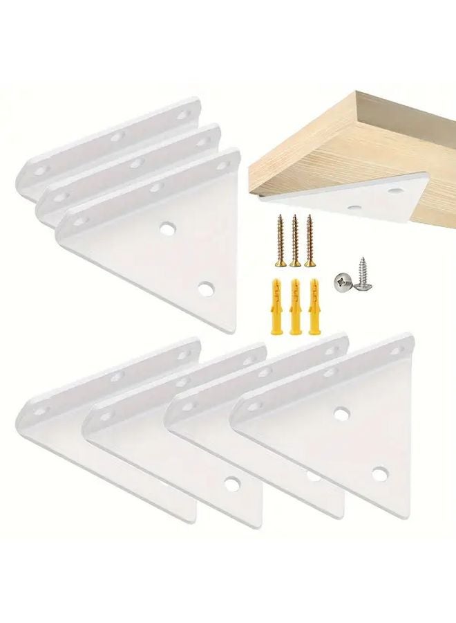 8 Pack 4x3 2 Inch White Heavy Metal Floating Shelf Brackets Invisible Wall Mounted - Image 1