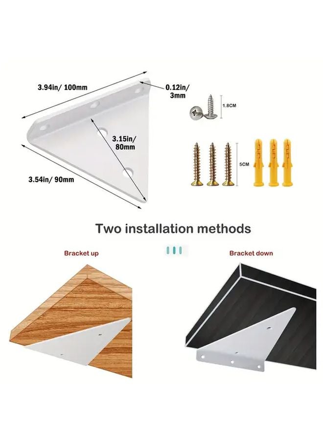 8 Pack 4x3 2 Inch White Heavy Metal Floating Shelf Brackets Invisible Wall Mounted - Image 4