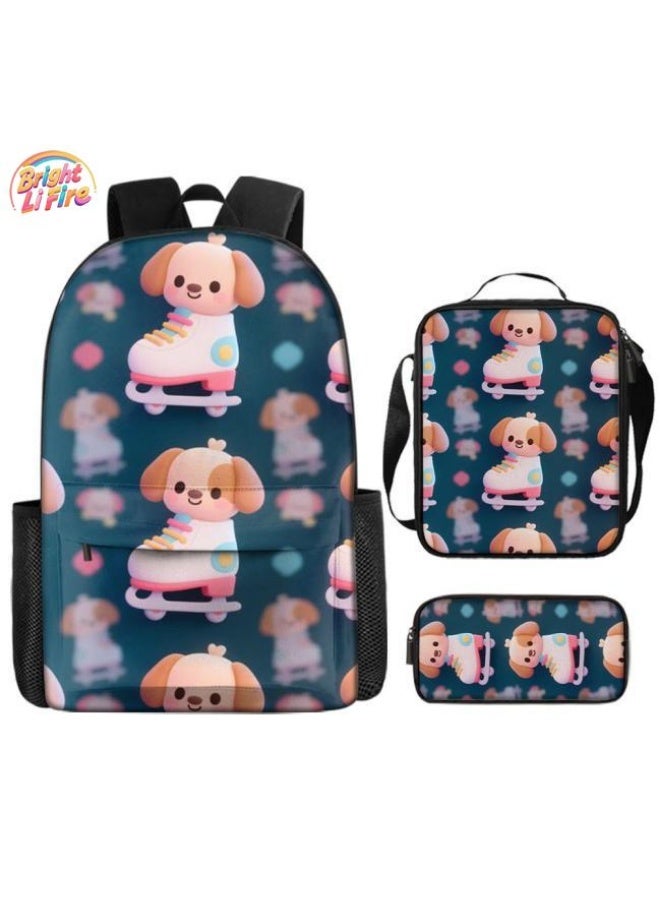Bright Li Fire Unlock the new fashion of childish fun! Three-piece set of bags, cartoon elements for children and teenagers (students, children, friends' outings, mountain climbing, schooling, etc. can be used) - 32 - Image 1
