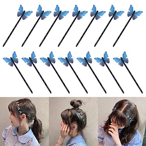 DIYstore 24 Pcs Blue Butterfly Hair Clips Mini Bangs Clips Non-Slip Hair Clips Barrette Clip Hair Accessories for Girls and Women - Image 1