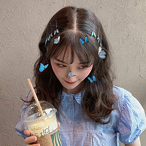 DIYstore 24 Pcs Blue Butterfly Hair Clips Mini Bangs Clips Non-Slip Hair Clips Barrette Clip Hair Accessories for Girls and Women - Image 5