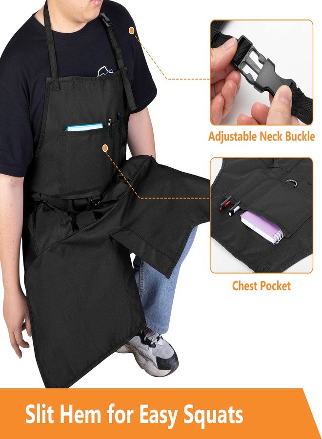 HODRANT Large BBQ Grilling Apron, Cooking Apron for Men with Pockets & Slit Hem, Kitchen Apron with Adjustable Neck Strap for Men & Women, Work Apron for Chef, Barber, Painter, Carpenter, Apron Only - Image 4