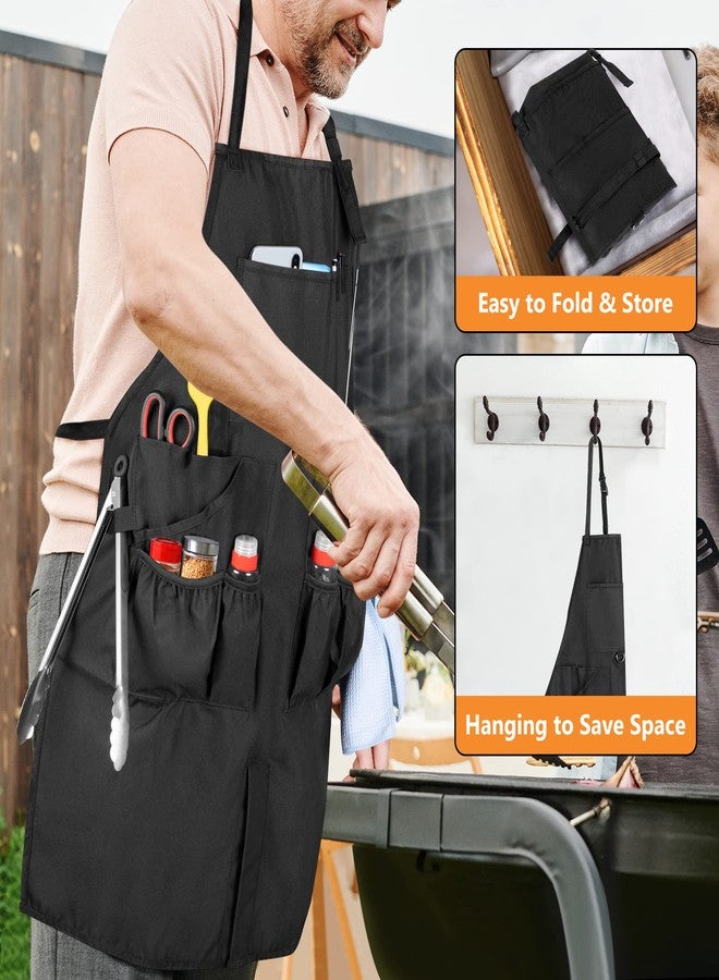 HODRANT Large BBQ Grilling Apron, Cooking Apron for Men with Pockets & Slit Hem, Kitchen Apron with Adjustable Neck Strap for Men & Women, Work Apron for Chef, Barber, Painter, Carpenter, Apron Only - Image 5