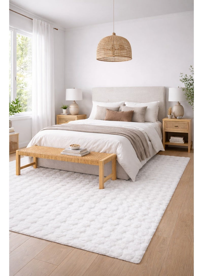 Home auraa Carpet Rug Anti-Slip – Size 200 x 300 cm – 6.56x9.84 ft | Pebble Shaggy Design - White Color | Ideal Carpet for Living Room, Bedroom, Office, Hallway or Balcony - Image 1