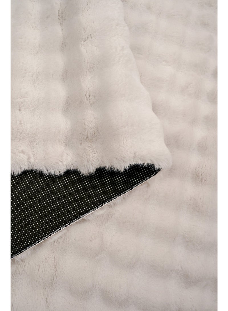 Home auraa Carpet Rug Anti-Slip – Size 200 x 300 cm – 6.56x9.84 ft | Pebble Shaggy Design - White Color | Ideal Carpet for Living Room, Bedroom, Office, Hallway or Balcony - Image 5