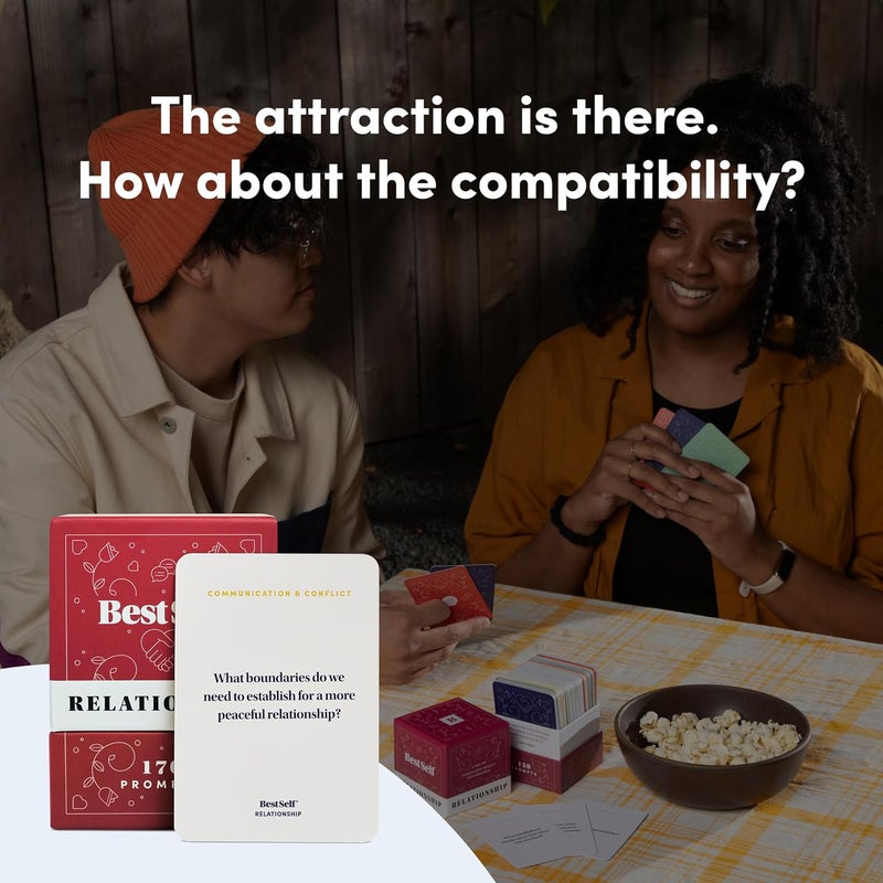 BestSelf Co. أفضل مجموعة بطاقات العلاقات BestSelf 170 محفزات نقاش لبدء المحادثات للأزواج - ألعاب بطاقات مثالية للبالغين، هدايا رومانسية - Image 4