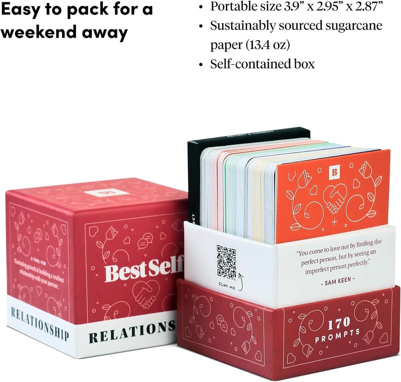 BestSelf Co. أفضل مجموعة بطاقات العلاقات BestSelf 170 محفزات نقاش لبدء المحادثات للأزواج - ألعاب بطاقات مثالية للبالغين، هدايا رومانسية - Image 3