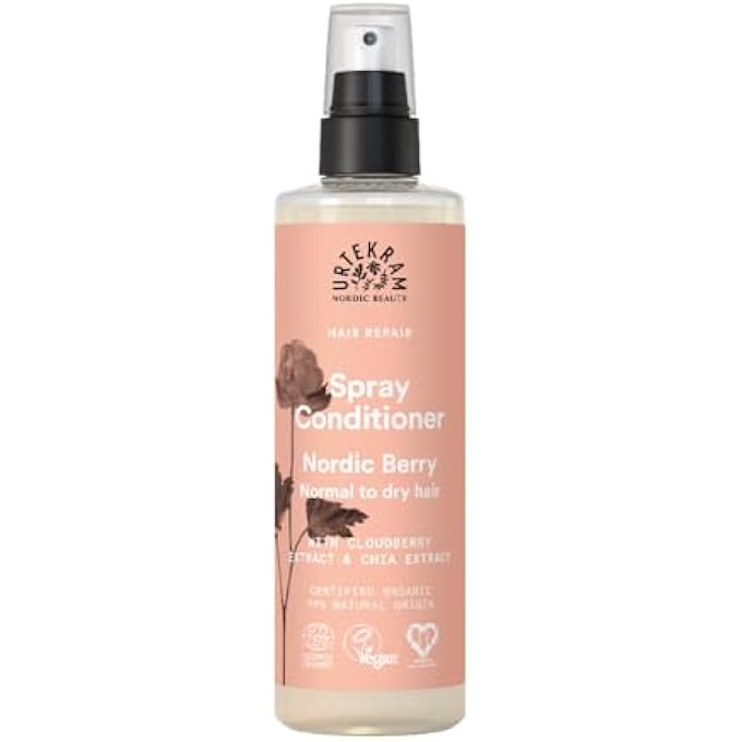 Urtekram NORDIC BERRY SPRAY CONDITIONER - LEAVE-IN CARE SPRAY FOR NORMAL TO DRY HAIR - WITH CHIA, ALOE VERA & CLOUDBERRY - VEGAN & NATURAL COSMETICS - 250 ML (PACK OF 1) - Image 1