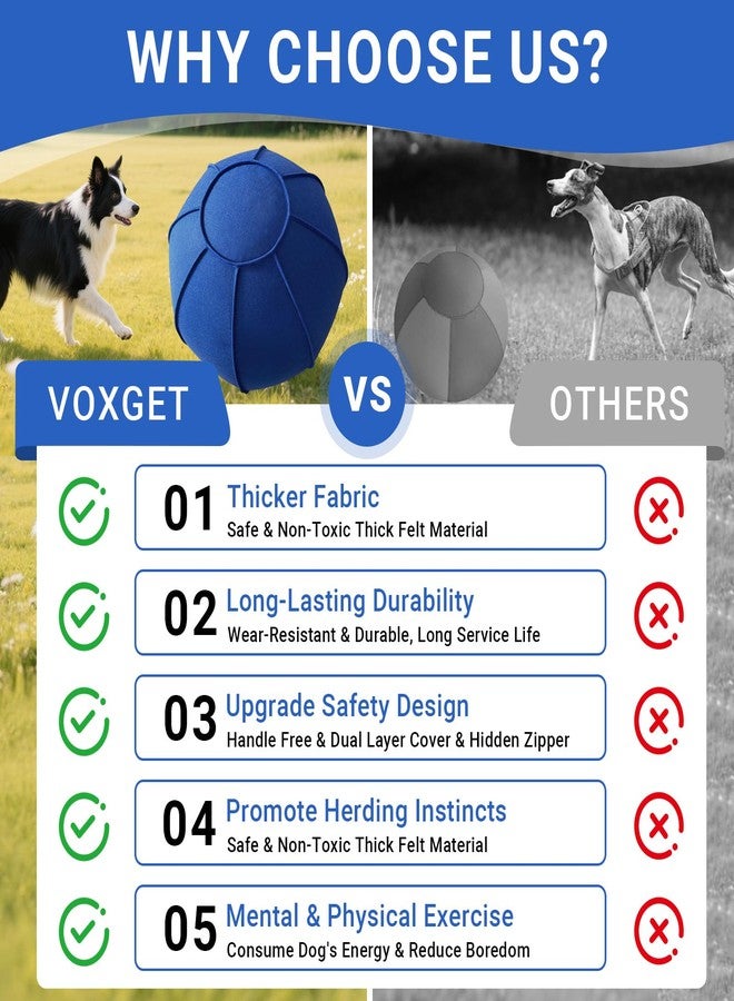 VOXGET Herding Ball Toy for Dogs and Horses, 25" Thickened Durable Herding Ball Set for Australian Shepherd, Interactive Dog Training Toys for Large Breeds Outdoor Play and Exercise Agility (Blue,L) - Image 3