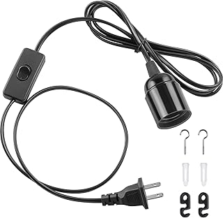DiCUNO E26 Hanging Lantern Extension Cord Cable, Light Socket On Off Inline Cord Switch Control Lamp, 6.6 Feet (2M), - Image 1