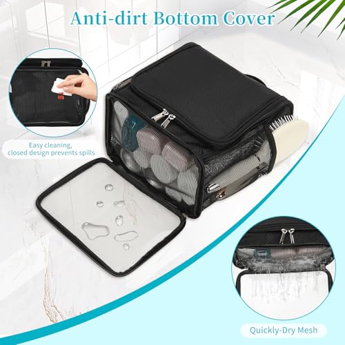 Bagmoly Mesh Shower Caddy Portable, Toiletry Bags for Travel, Hanging Shower Organizer Tote Bag for College Dorm Students Girls Boys, Dry and Wet Separation with Metal Hook - Image 4