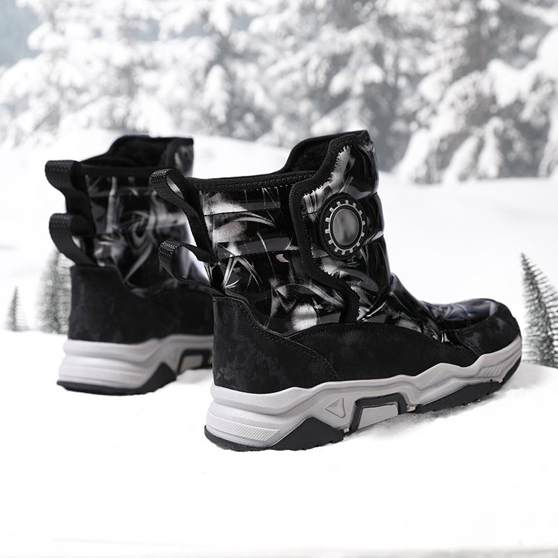 2024 Winter Girls Cotton Shoes Boys Snow Boots Non-Slip Crampon Children High-Top Warm Fleece-Lined Waterproof Cotton Shoes - Image 5