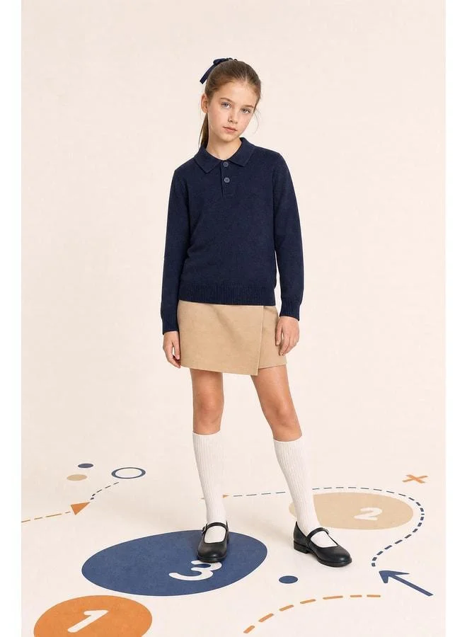 Perendi Unisex Polo Collar Knit Sweater