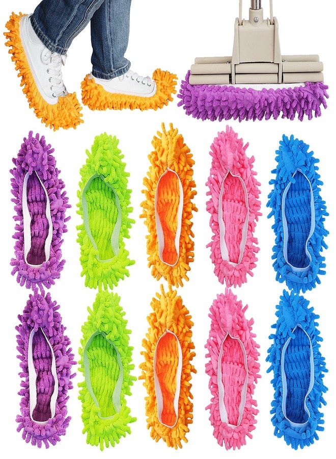 BAIDOON 10 Pcs Shoes Cover Dust Duster, Washable Mop Slippers Shoes for Floor Cleaning, Reusable Microfiber Duster Mops for House, Office, Bathroom, Kitchen Cleaning (5Pairs) - Image 1