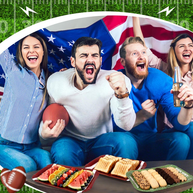 SiliFine 12 Pcs Football Serving Trays 13 x 9 Inch Disposable Football Theme Party Decorations Paper Food Trays for Tailgate Events Sport Theme Birthdays Rugby Game Day Party - Image 5
