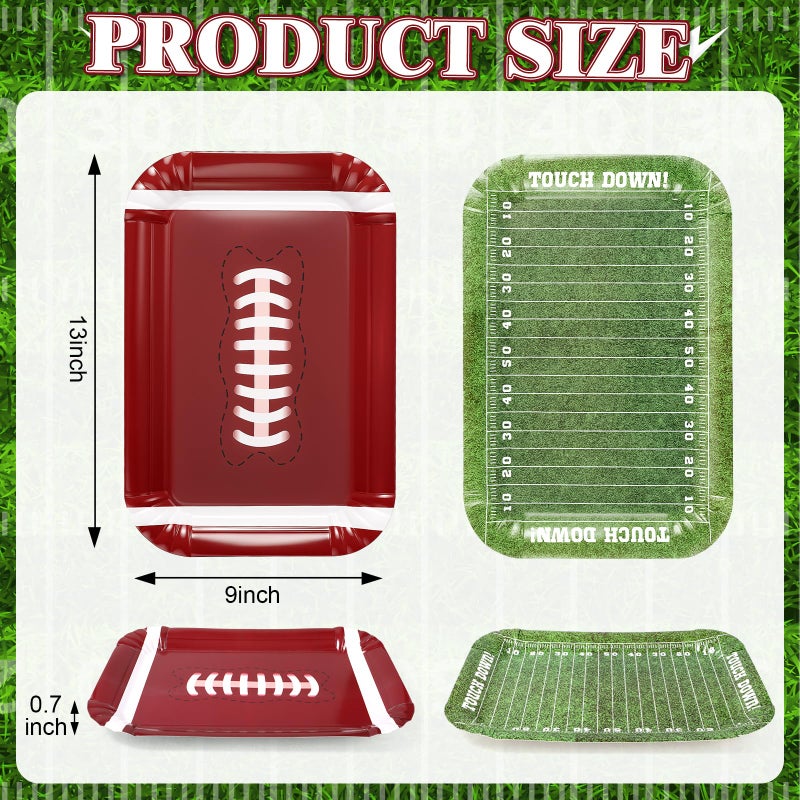 SiliFine 12 Pcs Football Serving Trays 13 x 9 Inch Disposable Football Theme Party Decorations Paper Food Trays for Tailgate Events Sport Theme Birthdays Rugby Game Day Party - Image 2