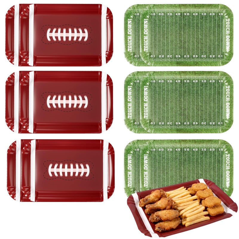 SiliFine 12 Pcs Football Serving Trays 13 x 9 Inch Disposable Football Theme Party Decorations Paper Food Trays for Tailgate Events Sport Theme Birthdays Rugby Game Day Party - Image 1