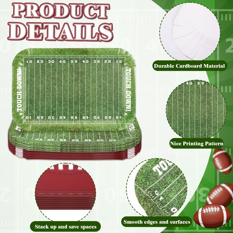 SiliFine 12 Pcs Football Serving Trays 13 x 9 Inch Disposable Football Theme Party Decorations Paper Food Trays for Tailgate Events Sport Theme Birthdays Rugby Game Day Party - Image 3