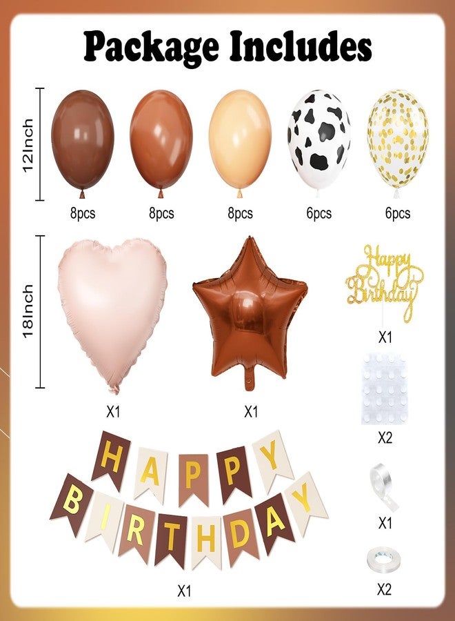 Vibzox Western Cowboy Birthday Decorations,Brown Nude Gold Cow Print Balloons Banner Star Heart Foil Balloon for Farmhouse Baby Shower Birthday Party - Image 2