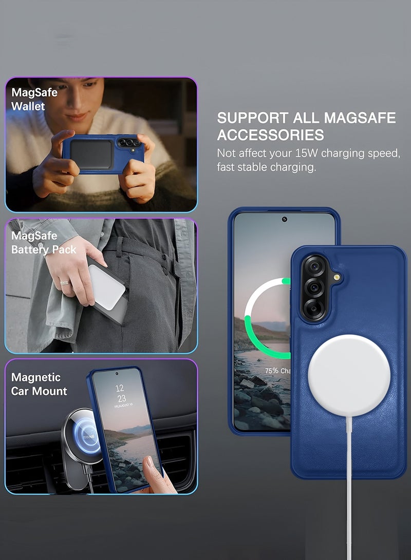 Wtech Samsung Galaxy A26 5G 2025 Premium PU Leather Hard Shockproof with MagSafe Magnet Case Cover - Navy Blue - Image 3