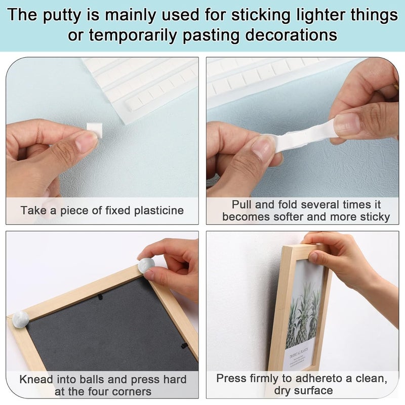 JULBEAR 192 Pcs Poster Putty, Sticky Tack Putty Removable Adhesive, Poster Tack Mounting Putty for Wall Safe Hanging Mounting Tacky Putty for Hanging Pictures Poster and Museum Art Photography(White) - Image 3
