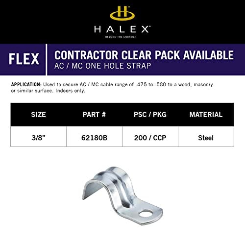 Halex – 3/8 Inch Flexible Metal Conduit (FMC) – 1 Hole Straps – 62180B – 200 Per Pack – Silver - Image 5