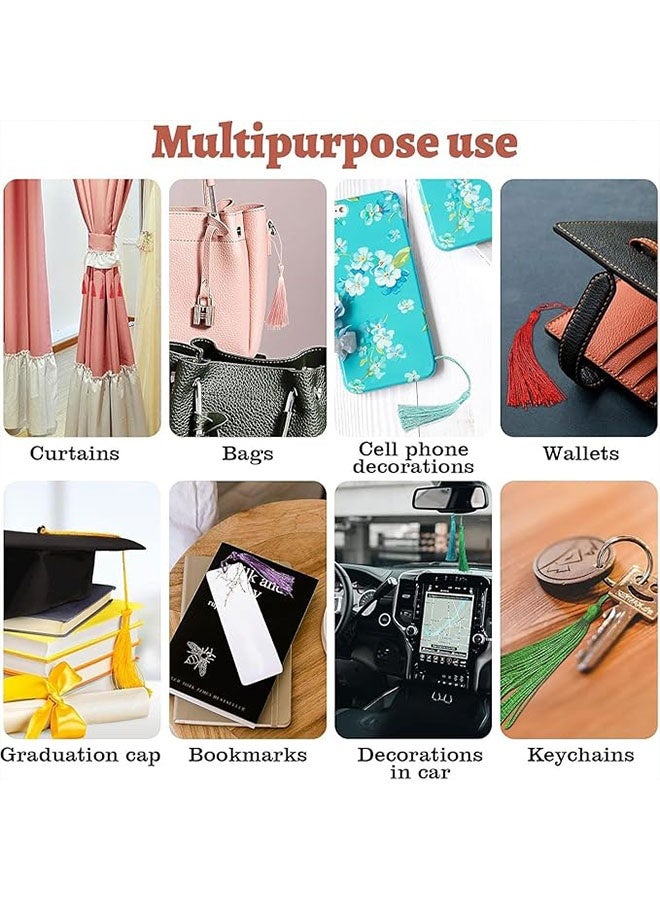 Happy D 100 pieces of 13 cm / 5 inch silky dental floss bookmarks with tassels, with 2-inch cord loops and small Chinese knots, for jewelry making, souvenirs, bookmarks, DIY craft accessories (white) - Image 3