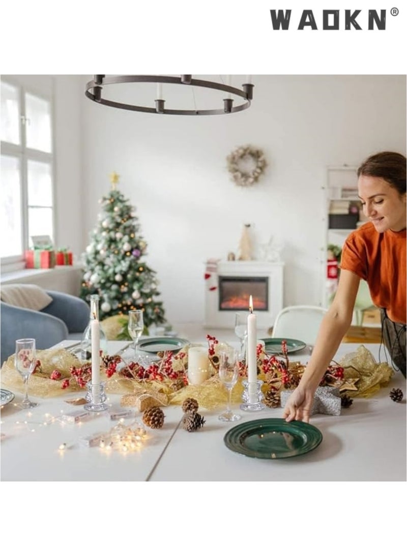 WAOKN Elegant Glass Candlestick Holders Set of 6 - Tapered Design for Wedding Celebration Tables, Anniversary Dinner Gatherings, Sophisticated Dining Room Displays, Romantic Valentine's Day Settings, and Any Special Occasion Decor - Image 3