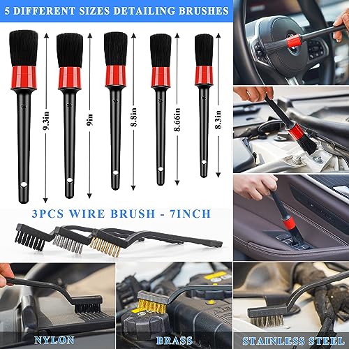 AUTODECO 31Pcs Car Detailing Brush Set, Car Detailing Kit, Auto Detailing Drill Brush Set, Car Detailing Brushes, Car Wash Cleaning Tools Kit for Interior, Exterior, Wheels, Blue - Image 4