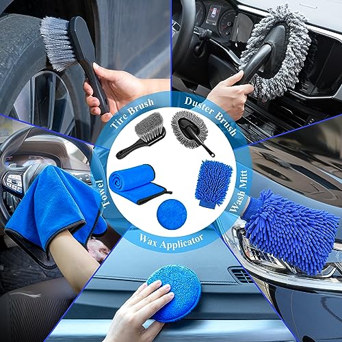 AUTODECO 31Pcs Car Detailing Brush Set, Car Detailing Kit, Auto Detailing Drill Brush Set, Car Detailing Brushes, Car Wash Cleaning Tools Kit for Interior, Exterior, Wheels, Blue - Image 5