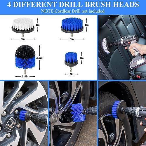AUTODECO 31Pcs Car Detailing Brush Set, Car Detailing Kit, Auto Detailing Drill Brush Set, Car Detailing Brushes, Car Wash Cleaning Tools Kit for Interior, Exterior, Wheels, Blue - Image 2