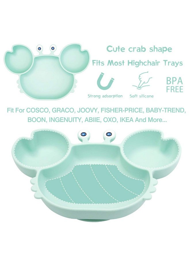 Linowos Silicone Suction Plate for Toddlers with Fork Spoon Set - Self Feeding Training Divided Plate Dish and Bowl for Baby and Toddler, Fits for Most Highchairs Trays (Cyan) - Image 2