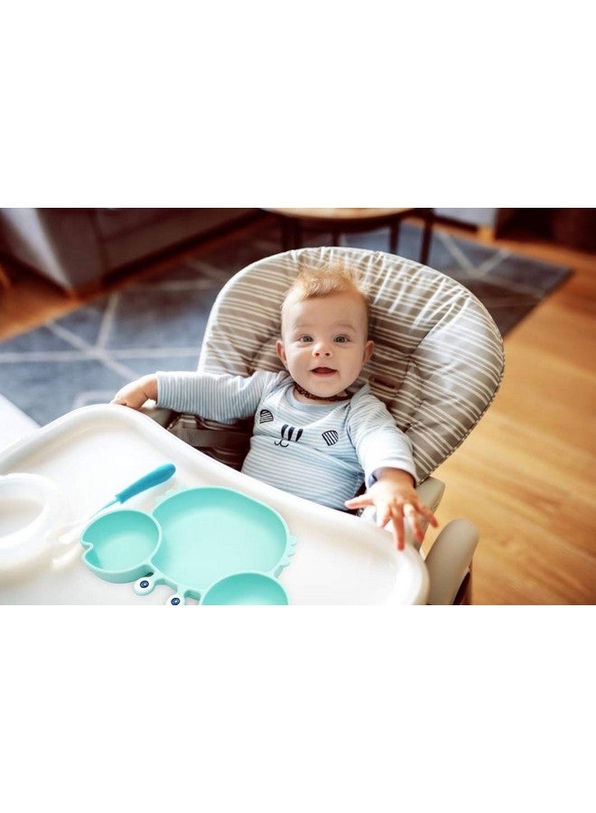 Linowos Silicone Suction Plate for Toddlers with Fork Spoon Set - Self Feeding Training Divided Plate Dish and Bowl for Baby and Toddler, Fits for Most Highchairs Trays (Cyan) - Image 5