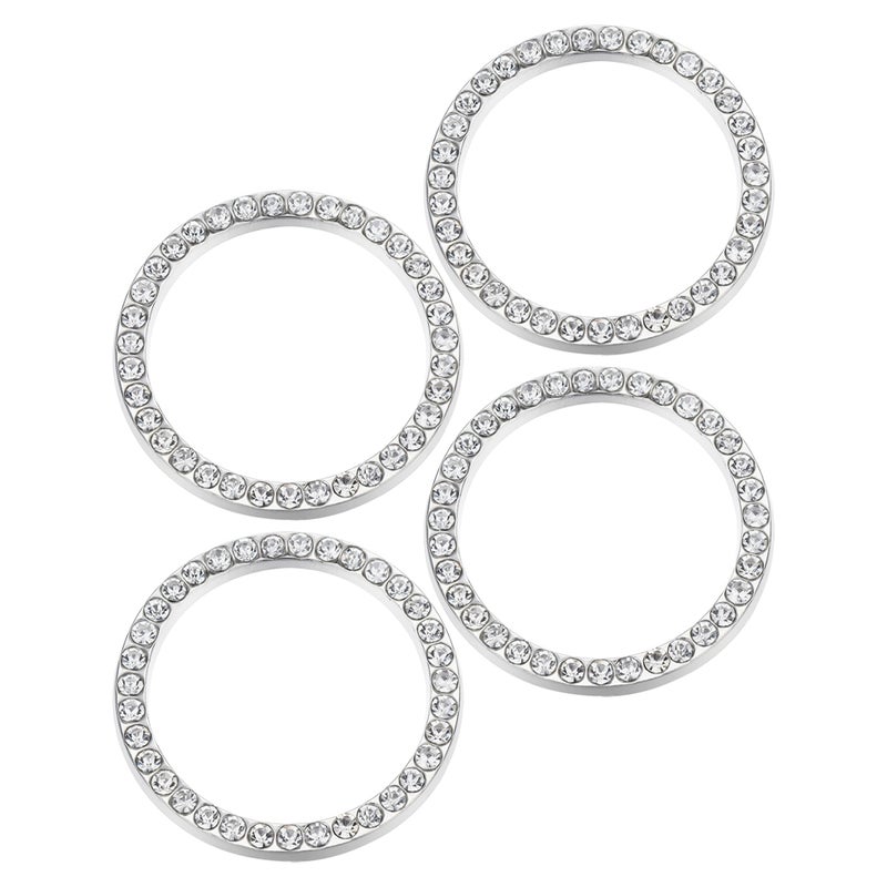 4pcs محرك السيارة ، قم بتشغيل دوائر زر مع زخرفة حجر الراين للضغط الجمالي الداخلي لبدء إكسسوارات السيارة ، وأدوات بلينغ للسيارة - Image 1