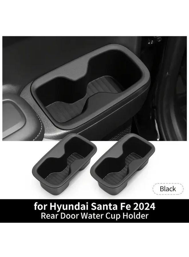 Black Silicone Rear Door Cup Holders Set Of 2 With Storage Slots And Cup Cushion - Image 1