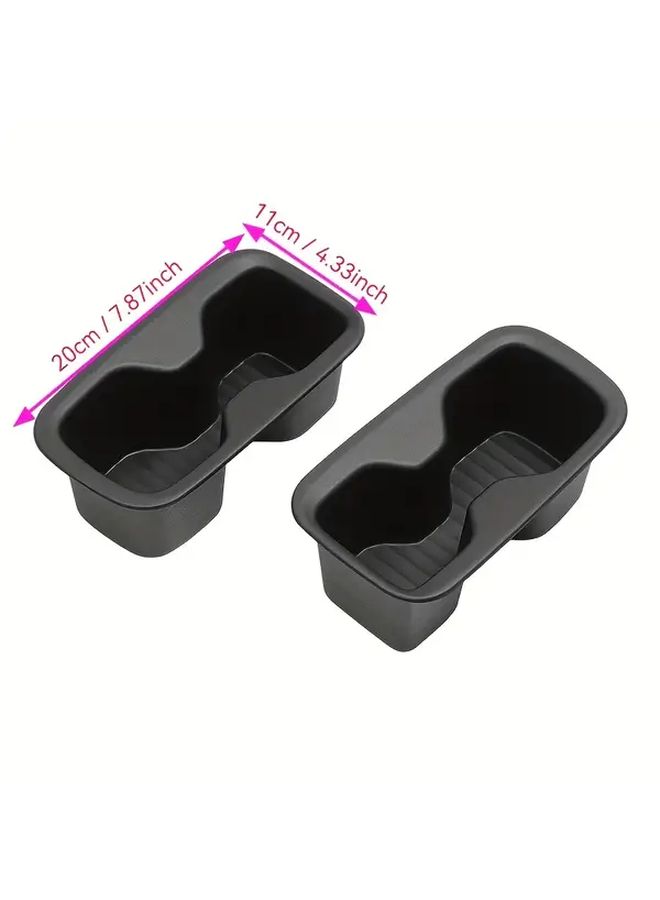 Black Silicone Rear Door Cup Holders Set Of 2 With Storage Slots And Cup Cushion - Image 2