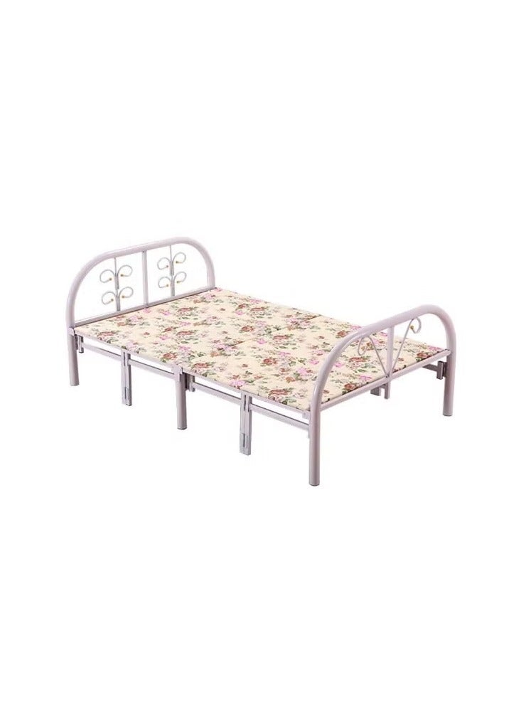 هيكل سرير حديد نفر قابل للطي مع بطانة مرتبة مقاس 90 × 190 × 70 سم MS_BED_MTL_0001_WT أبيض - Image 1