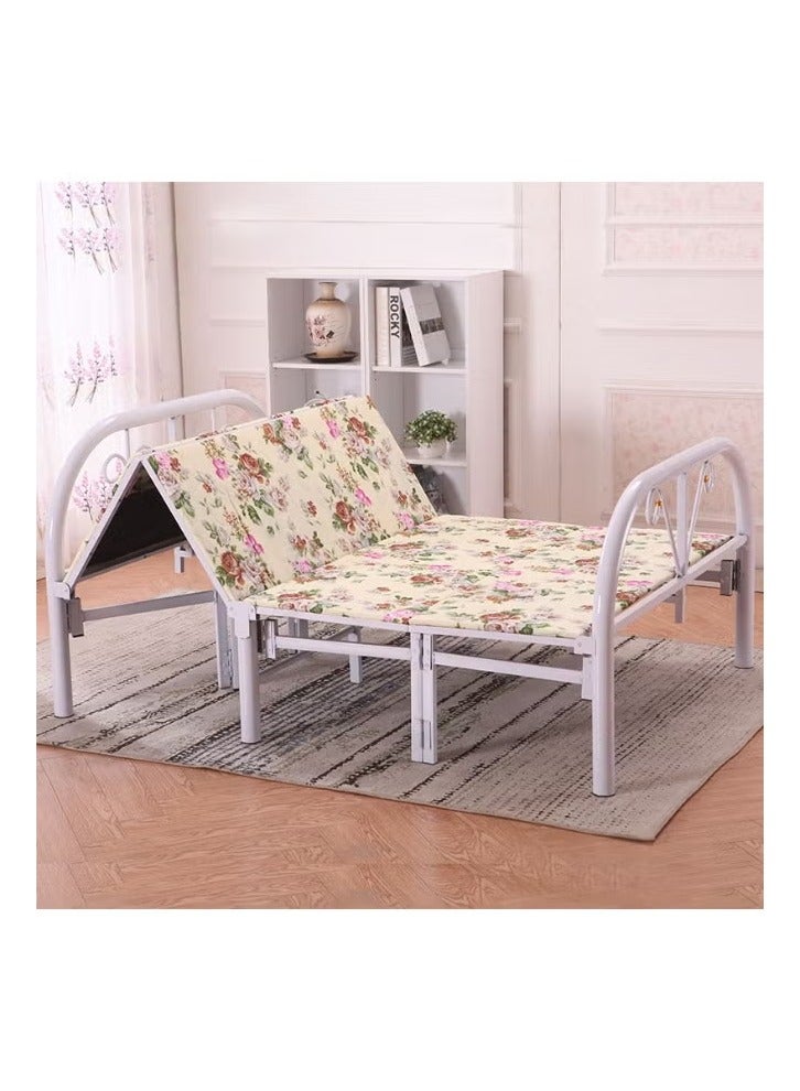 هيكل سرير حديد نفر قابل للطي مع بطانة مرتبة مقاس 90 × 190 × 70 سم MS_BED_MTL_0001_WT أبيض - Image 3