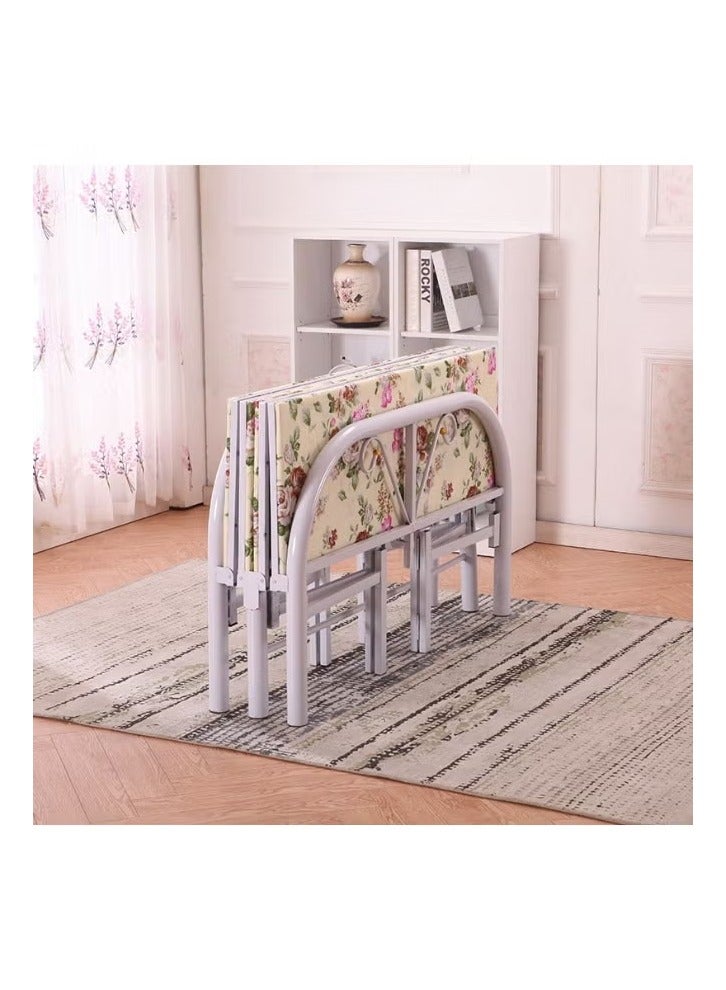 هيكل سرير حديد نفر قابل للطي مع بطانة مرتبة مقاس 90 × 190 × 70 سم MS_BED_MTL_0001_WT أبيض - Image 4