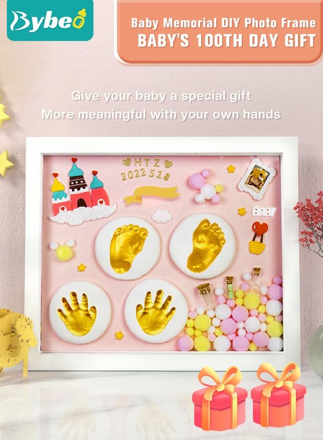Bybeo Baby Handprint and Footprint Maker Kit for Newborn Boys & Girls, Infant Milestone Picture Frames for Toddlers, Best New Mom Gift - Foot Impression Photo Keepsake for Girl & Boy  - Image 1