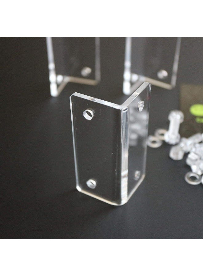Caterpillar Red 4 X Angled L Brackets Polished Clear Transparent Acrylic With 20X M5 Bolts Clear Right Angle Bracket Corner - Image 3