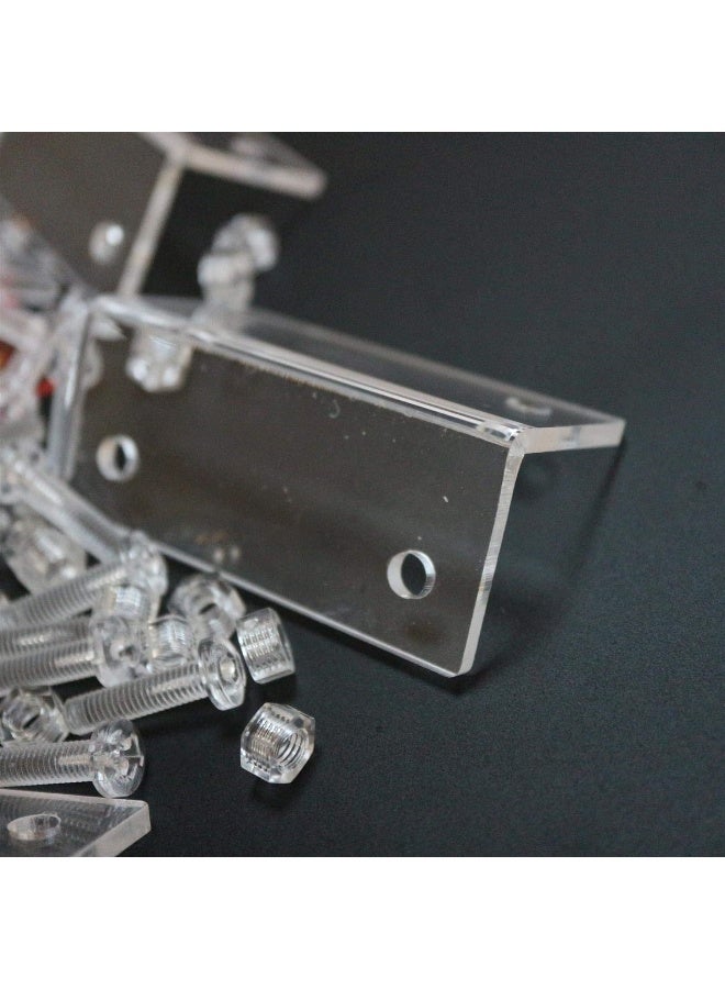 Caterpillar Red 4 X Angled L Brackets Polished Clear Transparent Acrylic With 20X M5 Bolts Clear Right Angle Bracket Corner - Image 4