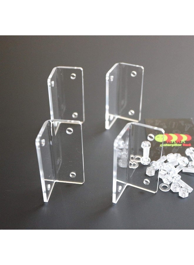 Caterpillar Red 4 X Angled L Brackets Polished Clear Transparent Acrylic With 20X M5 Bolts Clear Right Angle Bracket Corner - Image 2